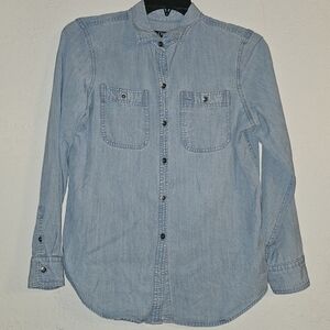 Chaps Light Blue Denim Button Up Shirt Women